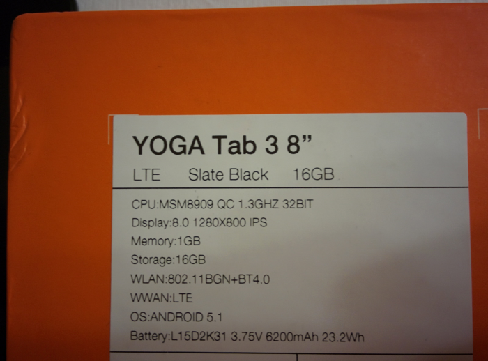 tablet Yoga Tab 3