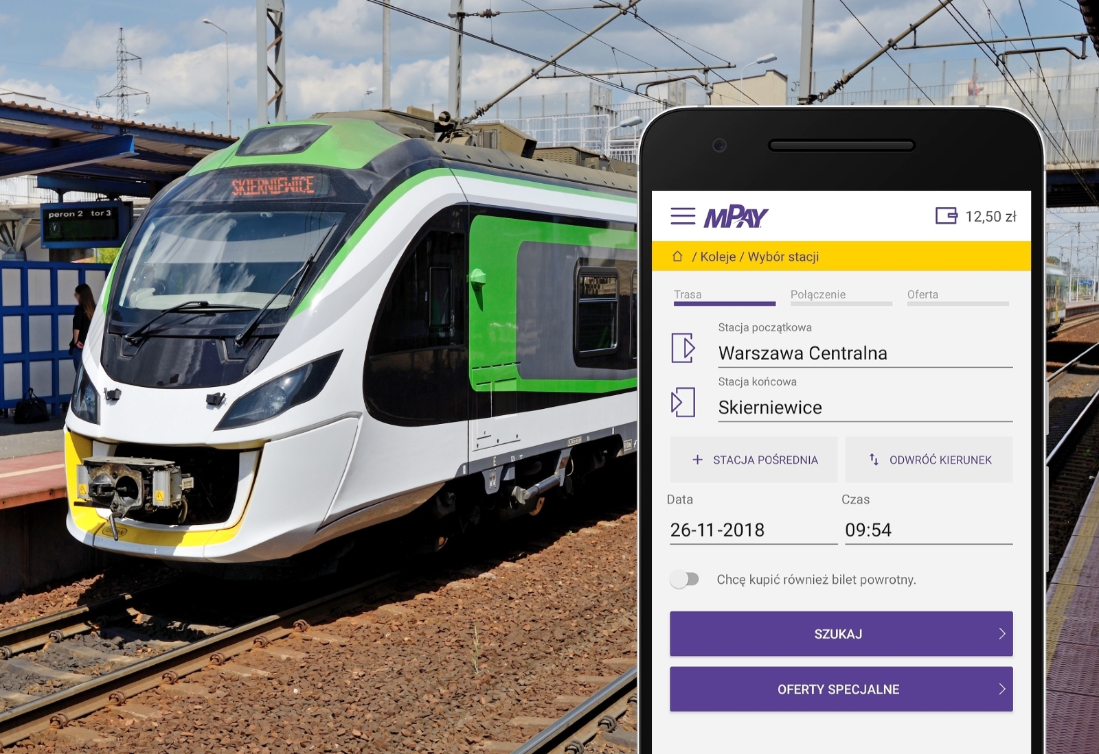 Bilety Kolei Mazowieckich w aplikacji mPay